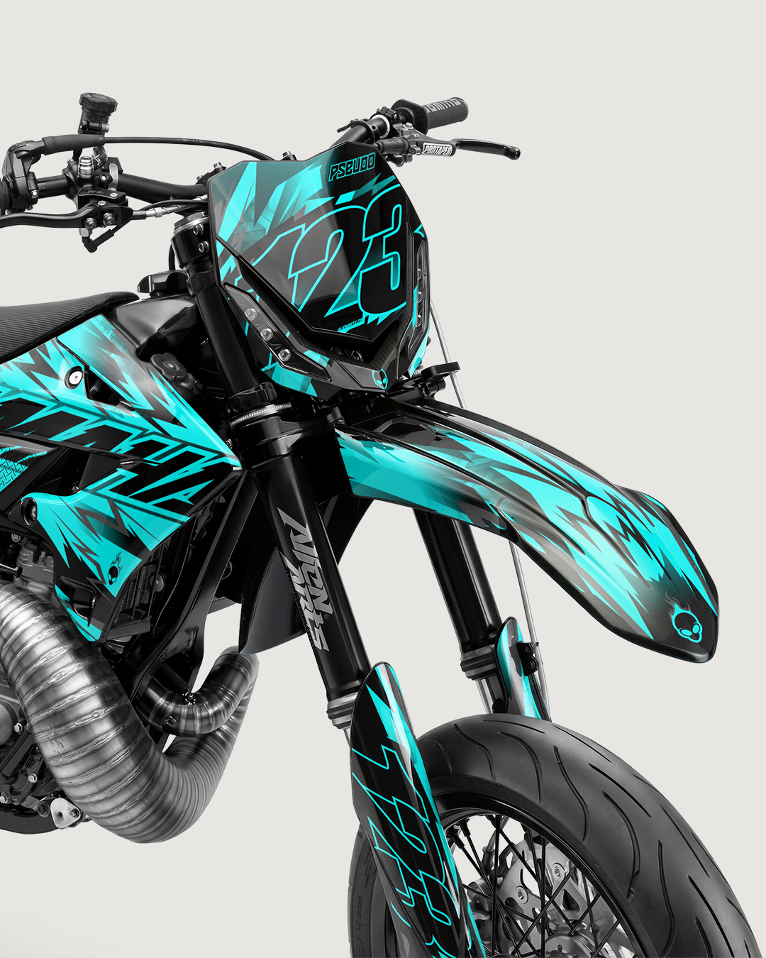PULSAR - Kit Déco Supermotard Semi-Personnalisable - Turquoise