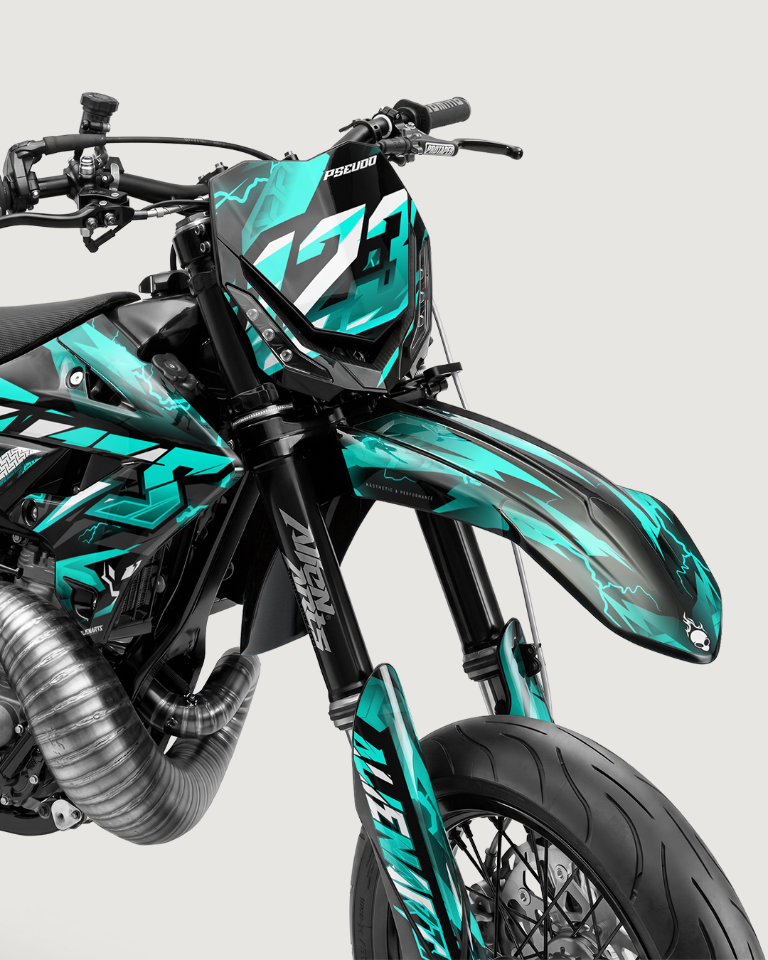 KINETIC - Kit Déco Supermotard Semi-Personnalisable - Turquoise