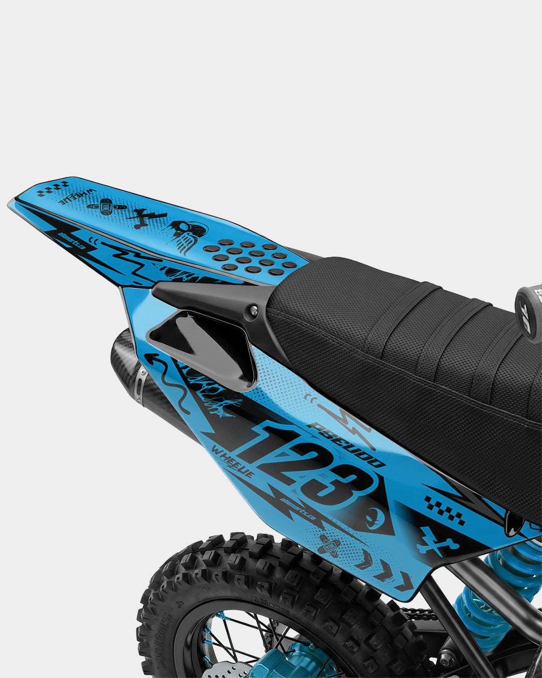 SKIDZO - Kit Déco Dirt Bike Semi-Personnalisable - Bleu