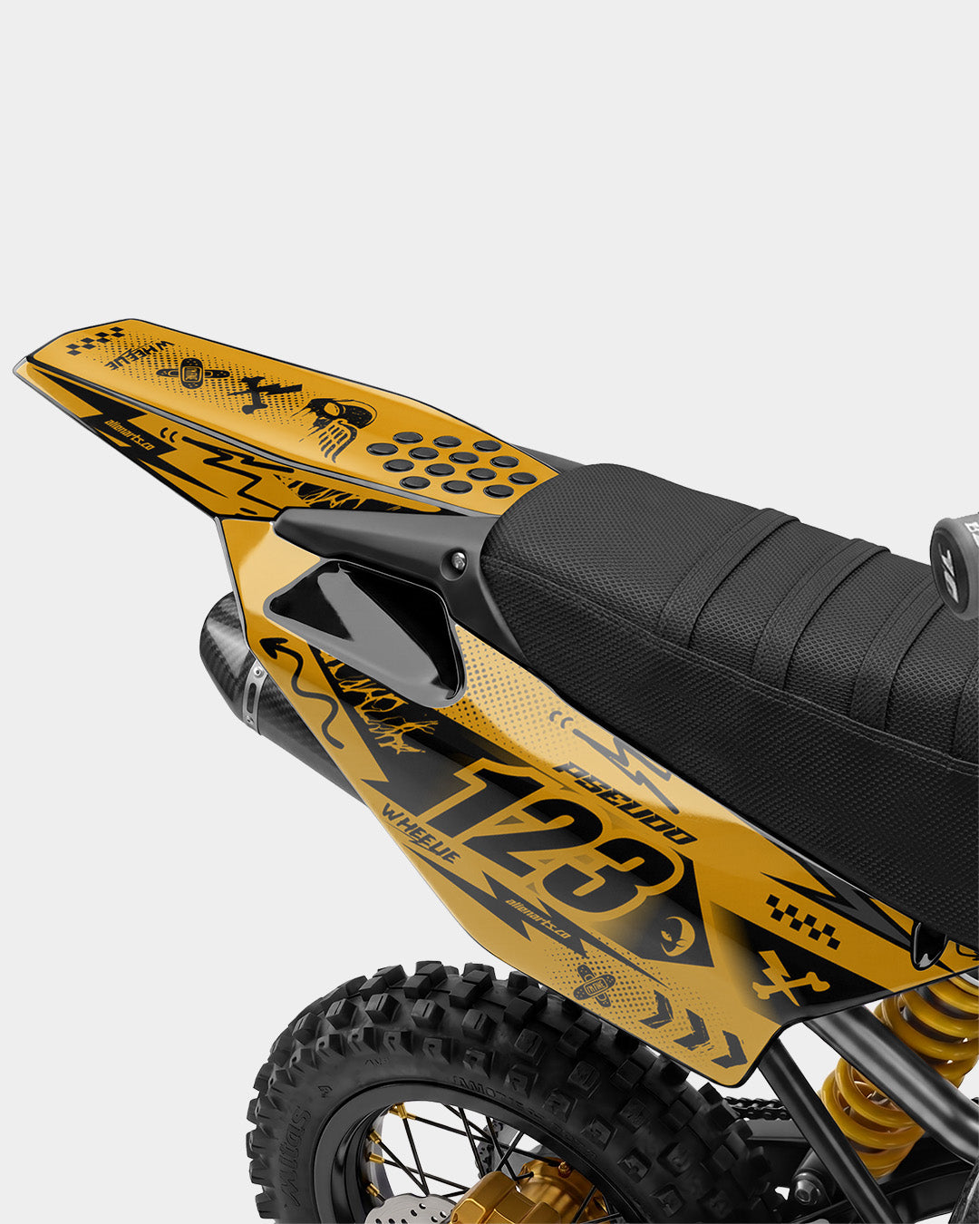 SKIDZO - Kit Déco Dirt Bike Semi-Personnalisable - Jaune foncé
