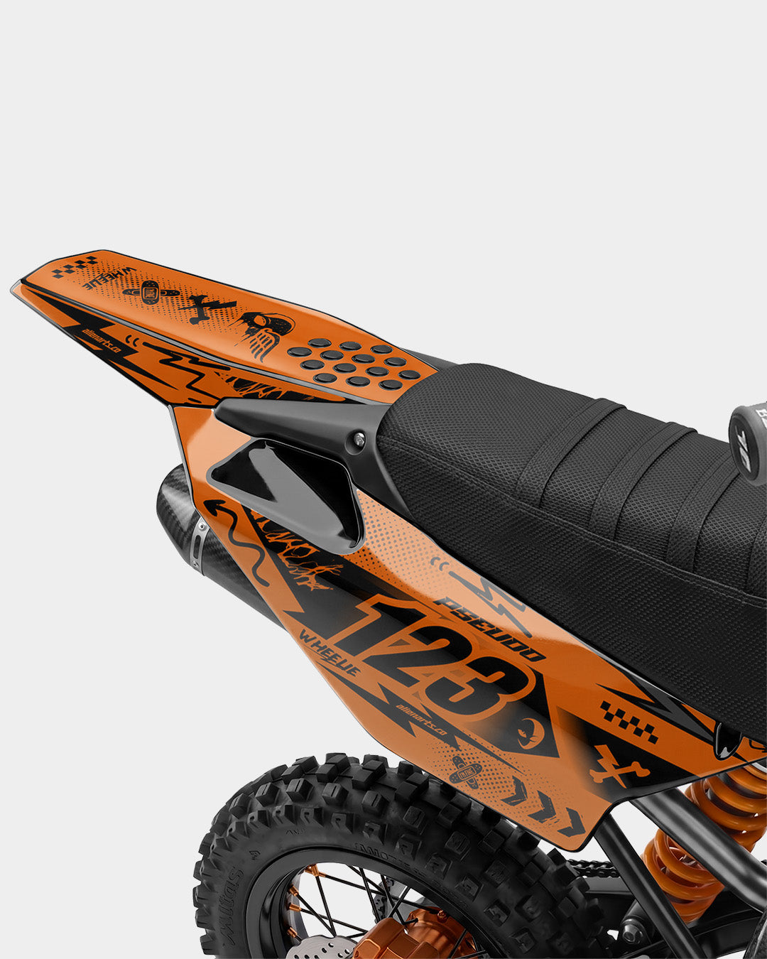 SKIDZO - Kit Déco Dirt Bike Semi-Personnalisable - Orange