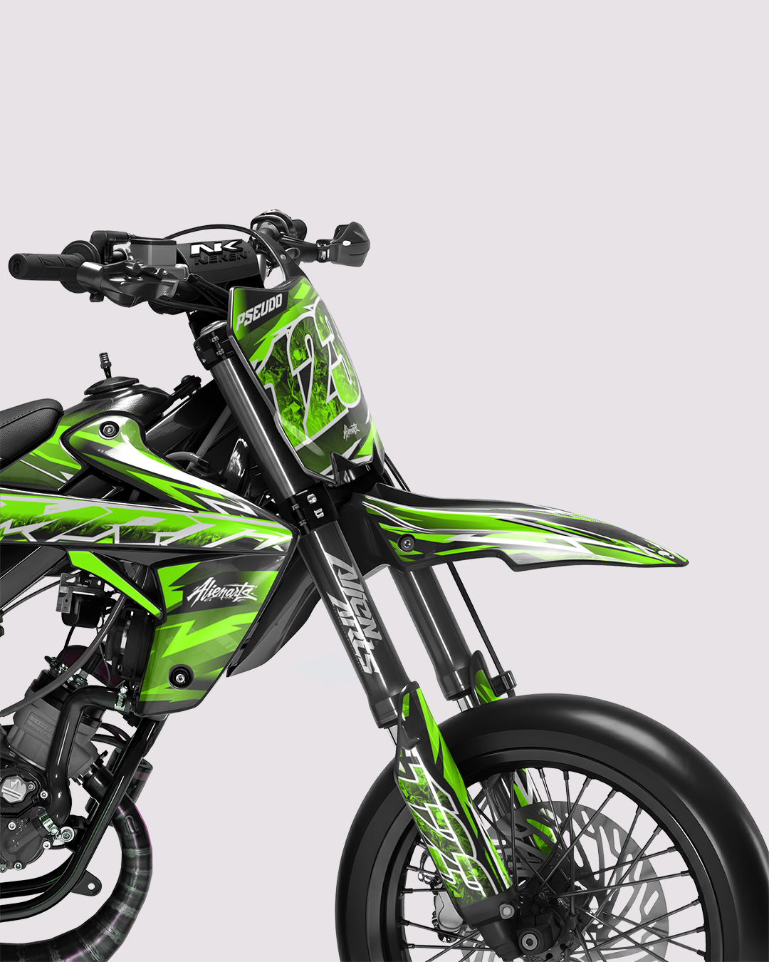 RAMPAGE - Kit deco RIEJU 50cc - Vert — vue de face