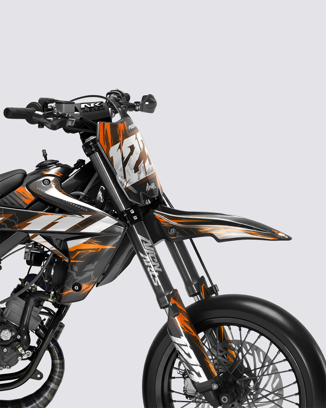 STORMX - Kit deco RIEJU 50cc - Orange — vue de face