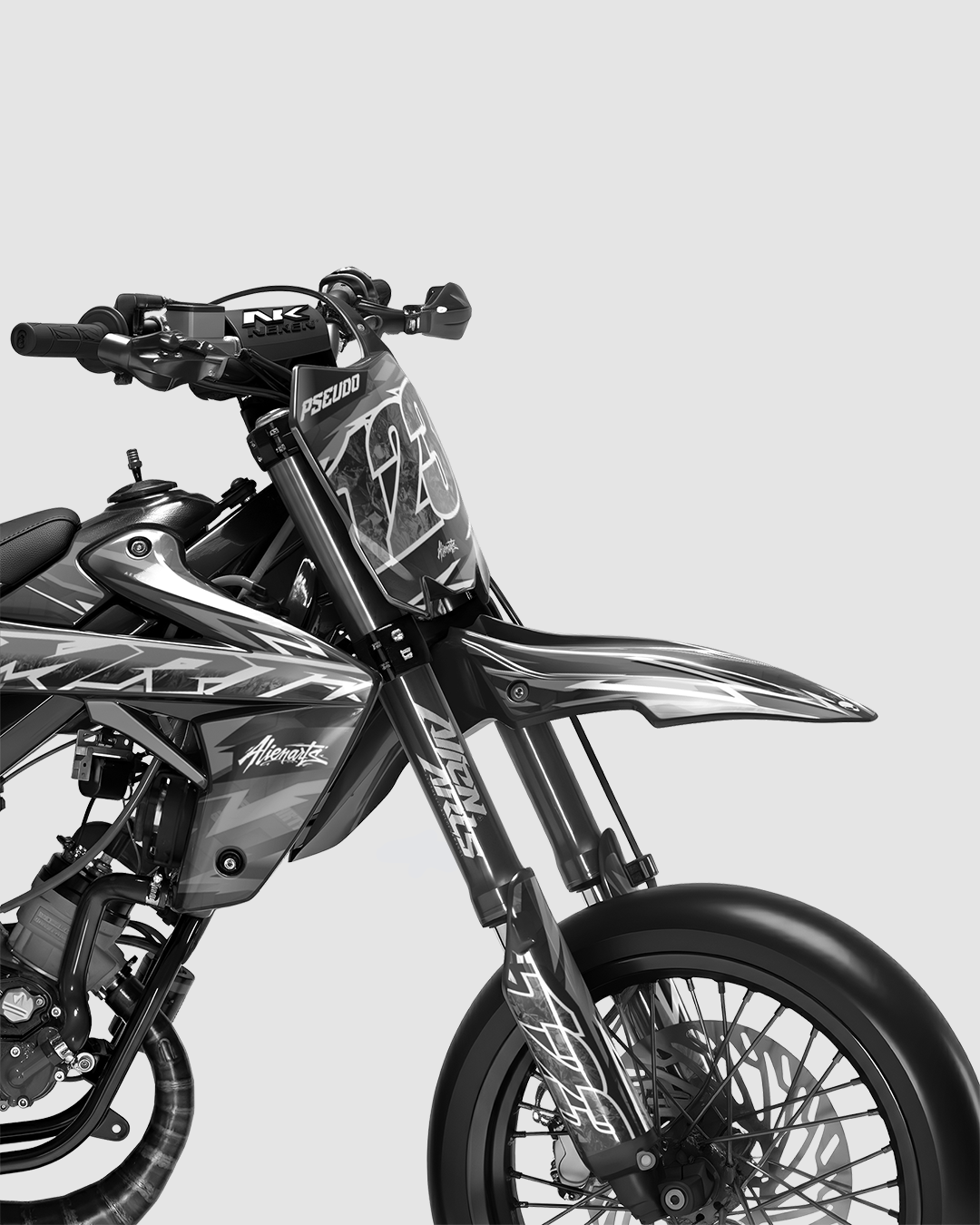 RAMPAGE - Kit deco RIEJU 50cc - Blanc — vue de face