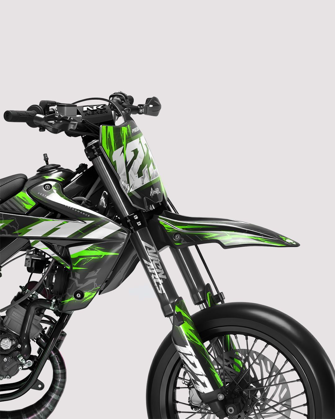 STORMX - Kit deco RIEJU 50cc - Vert — vue de face