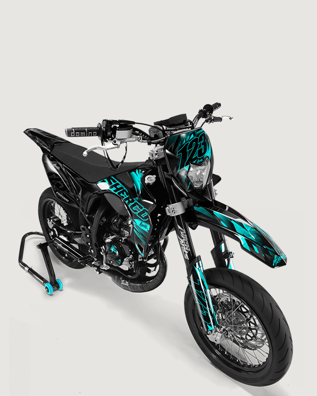 NEMESIS - Kit deco SHERCO 50cc - Turquoise — vue de face