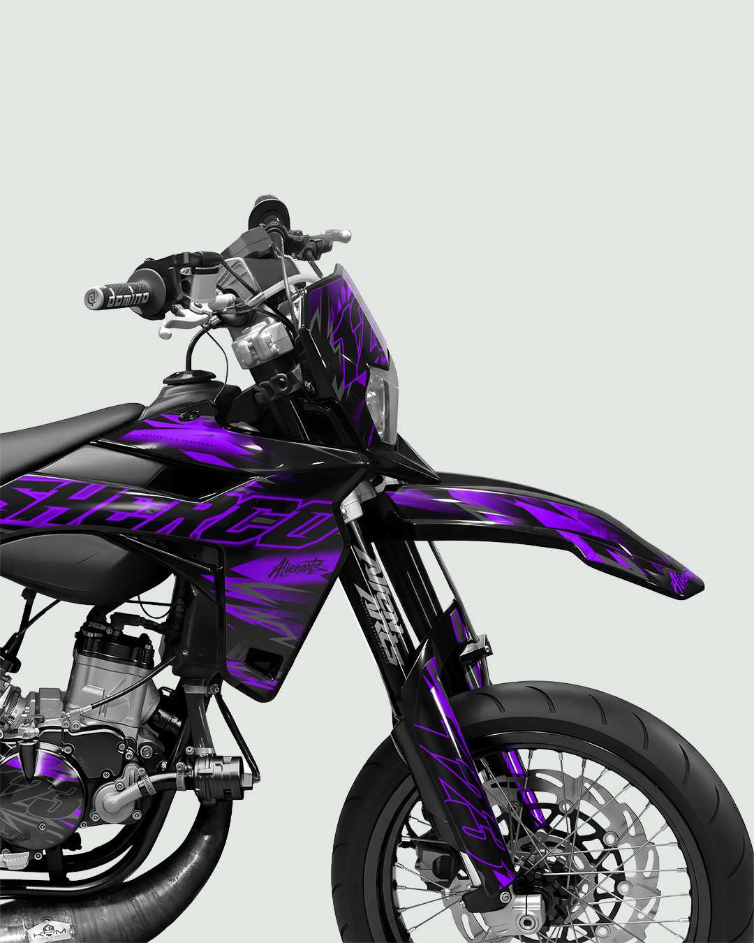 NEMESIS - Kit deco SHERCO 50cc - Violet — vue de face