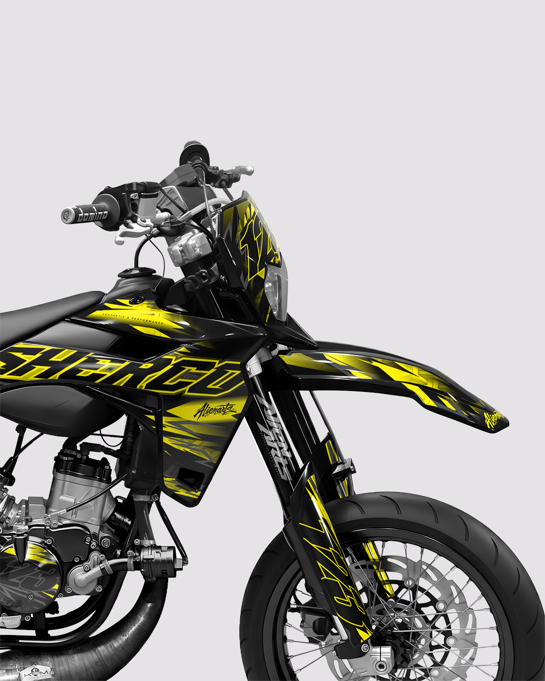 NEMESIS - Kit deco SHERCO 50cc - Jaune — vue de face