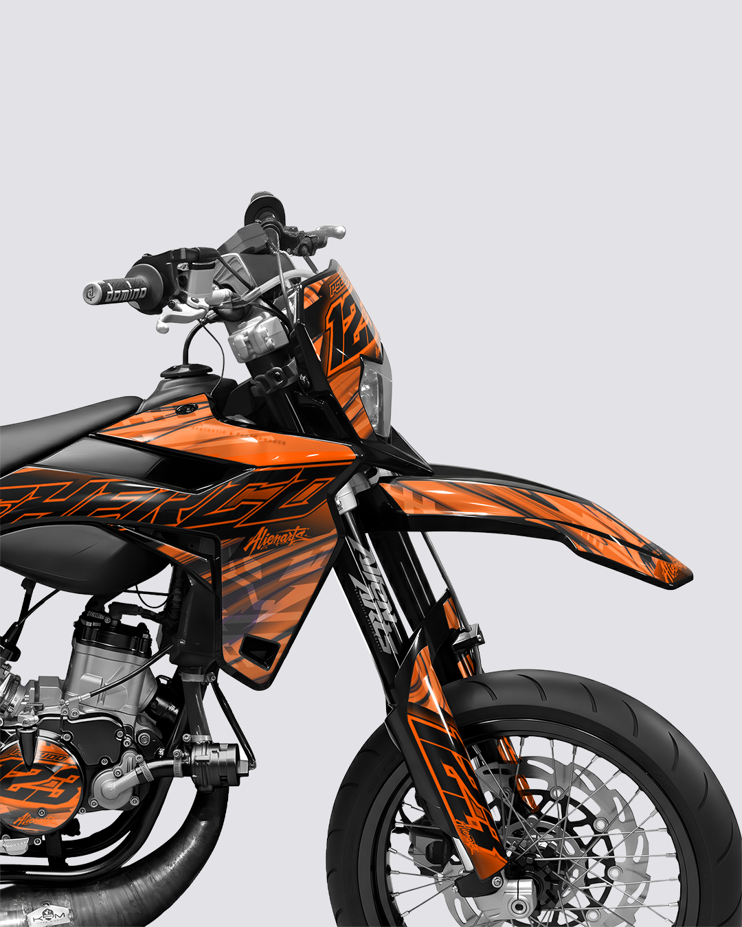 VORTEX - Kit deco SHERCO 50cc - Orange — vue de face