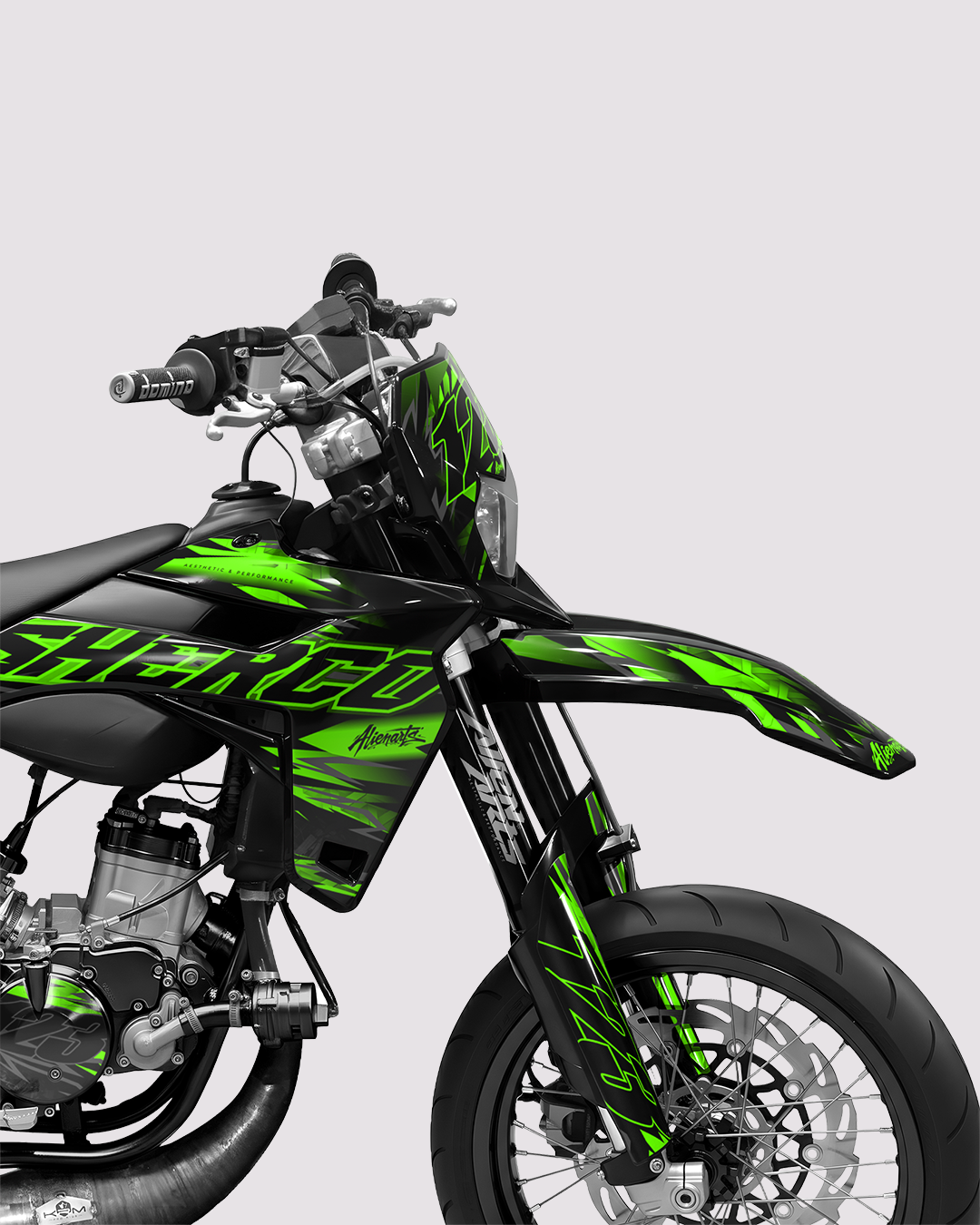 NEMESIS - Kit deco SHERCO 50cc - Vert — vue de face
