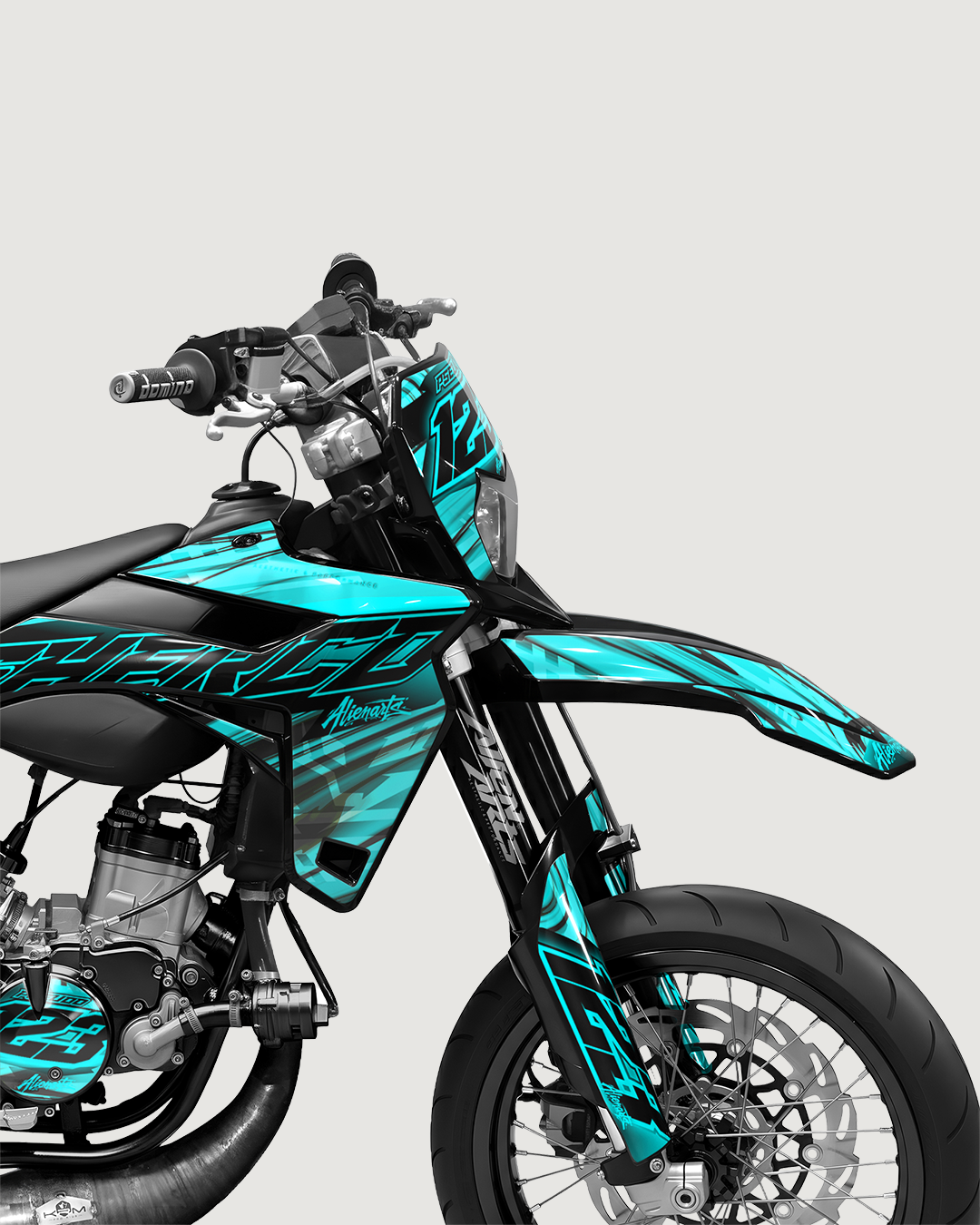 VORTEX - Kit deco SHERCO 50cc - Turquoise — vue de face