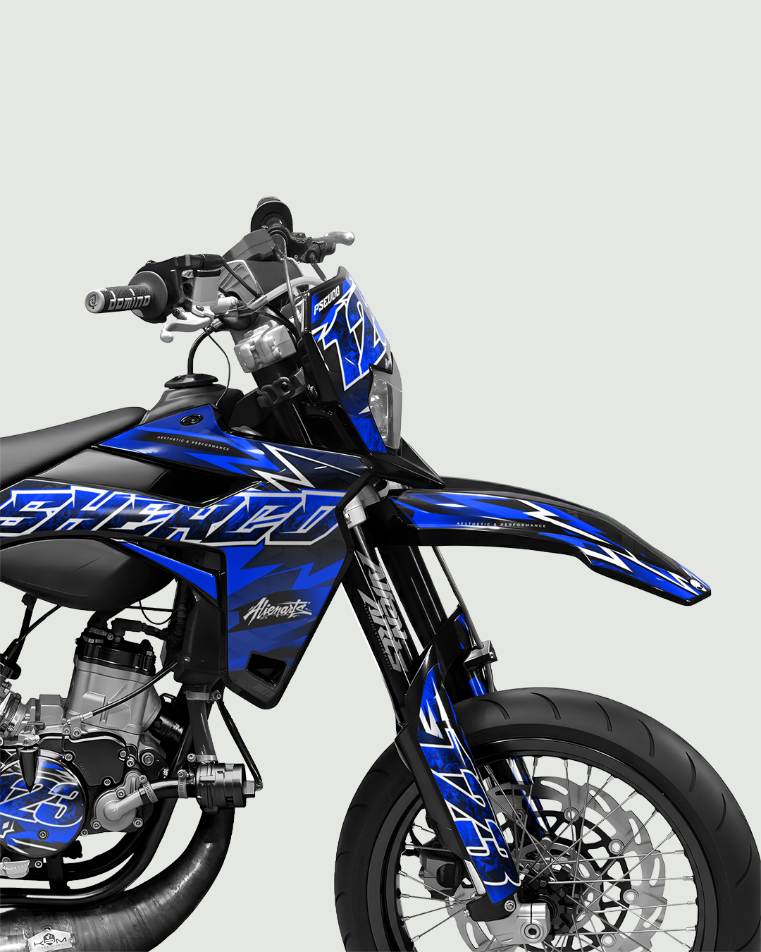 RAMPAGE - Kit deco SHERCO 50cc - Bleu — vue de face