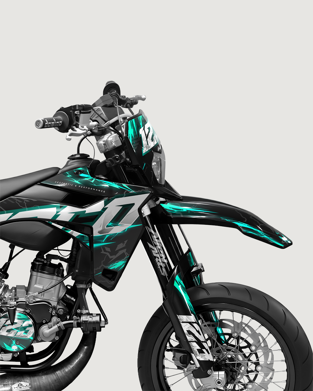 STORMX - Kit deco SHERCO 50cc - Turquoise — vue de face