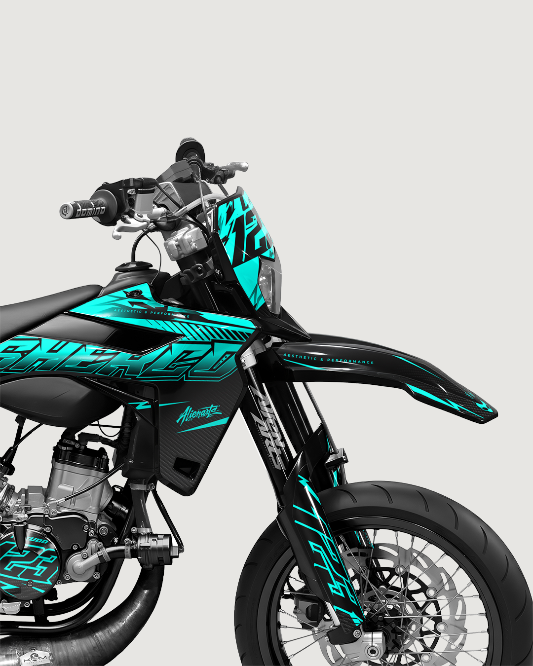 REAPER - Kit deco SHERCO 50cc - Turquoise — vue de face