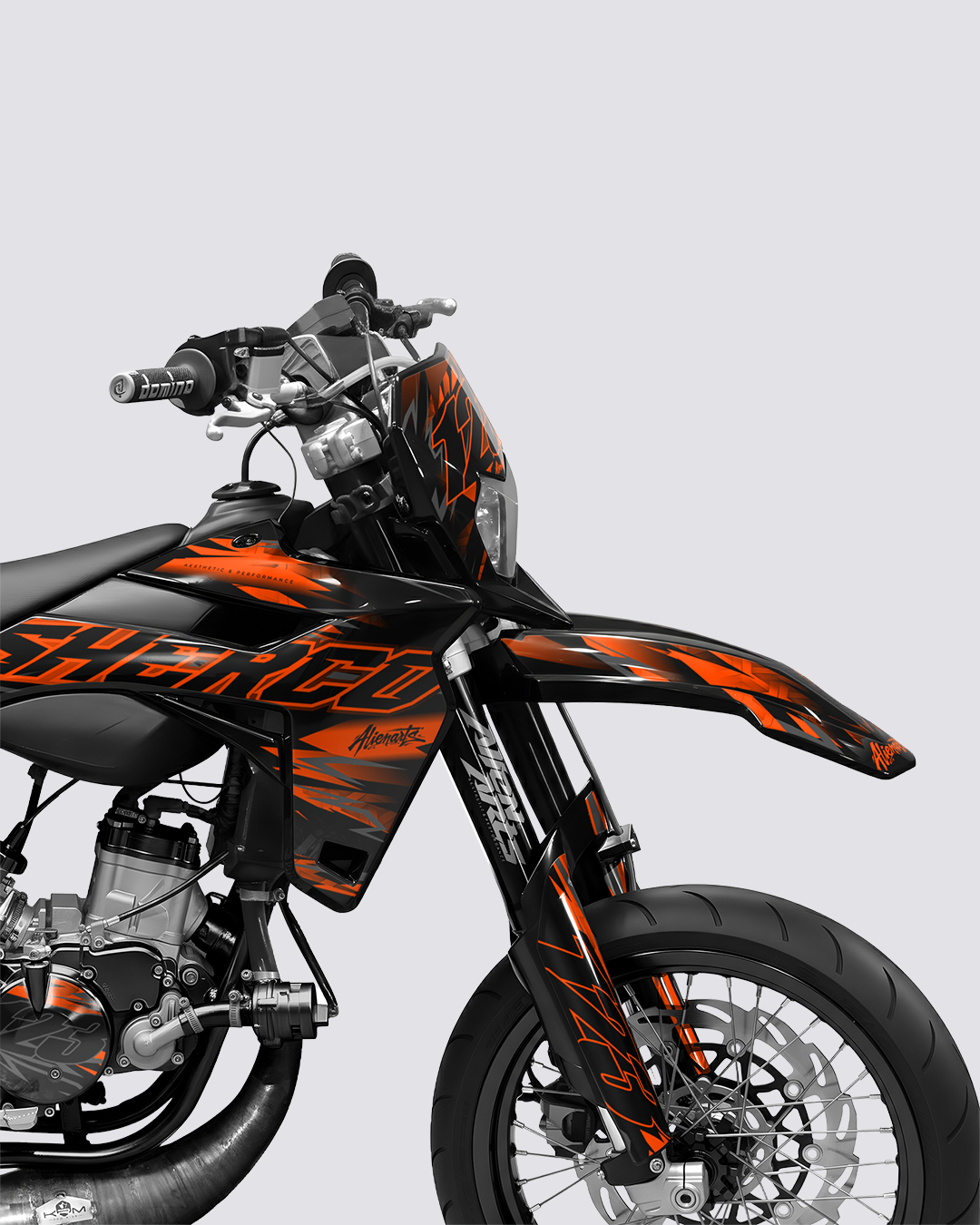 NEMESIS - Kit deco SHERCO 50cc - Orange — vue de face