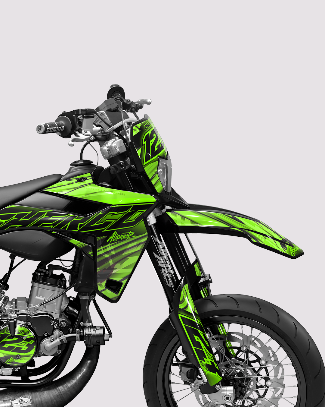 VORTEX - Kit deco SHERCO 50cc - Vert — vue de face