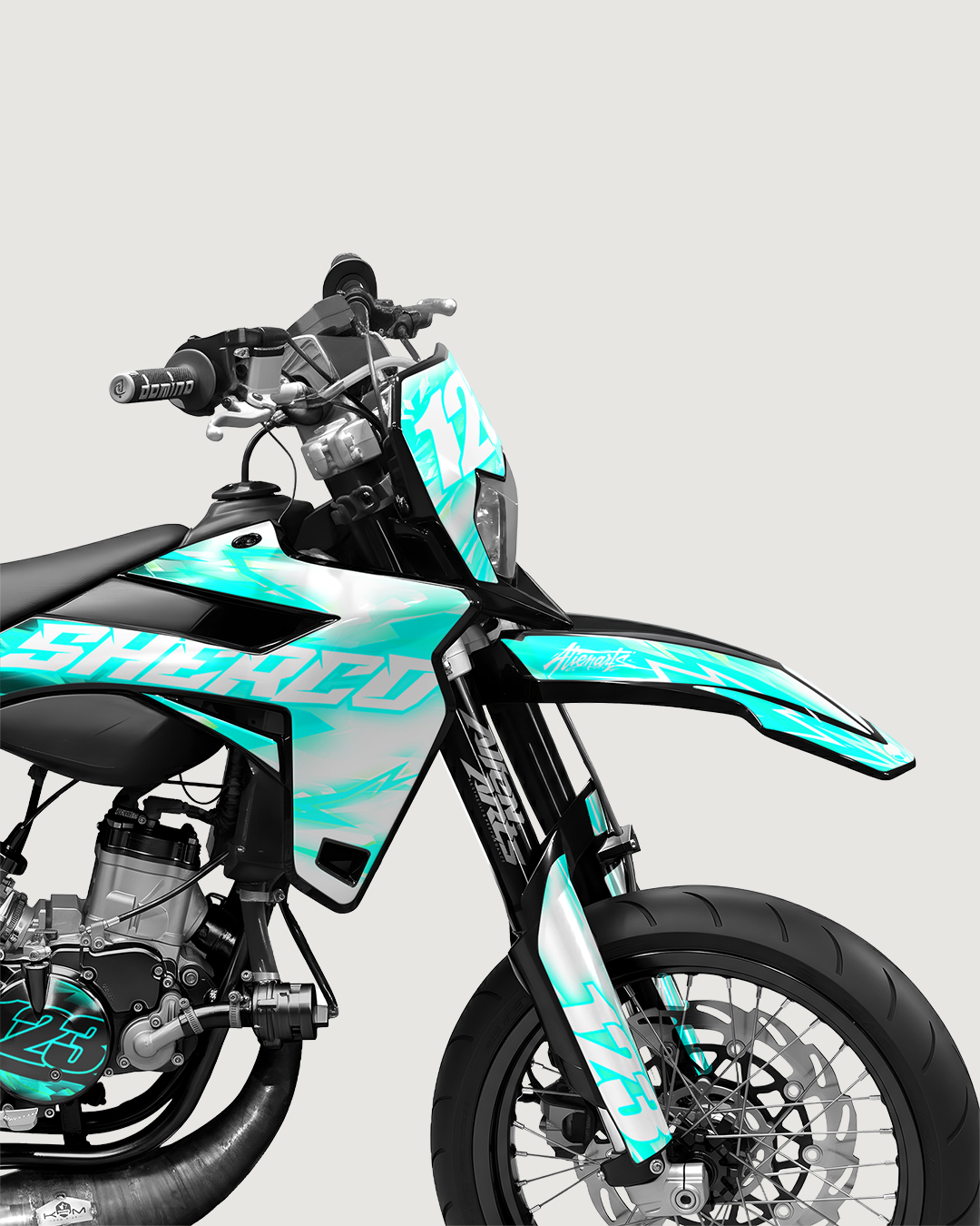 RUSH - Kit deco SHERCO 50cc - Turquoise — vue de face