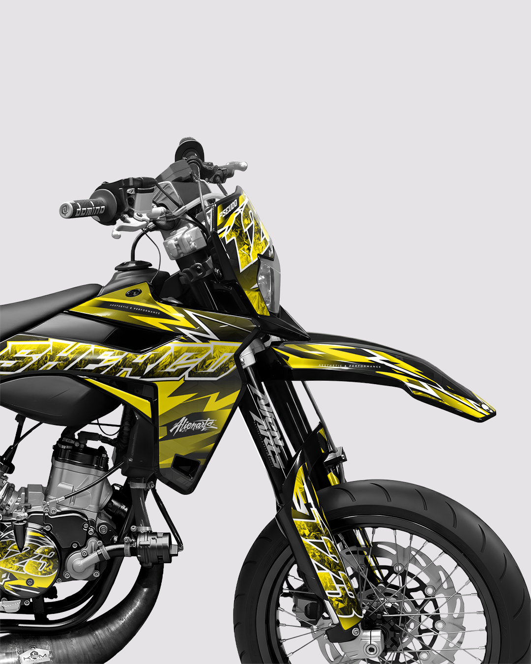 RAMPAGE - Kit deco SHERCO 50cc - Jaune — vue de face