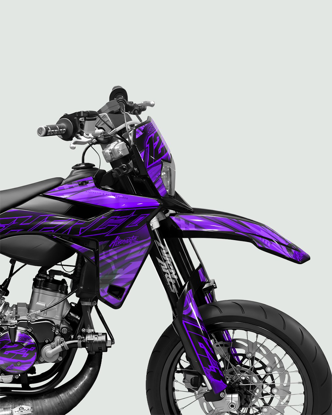 VORTEX - Kit deco SHERCO 50cc - Violet — vue de face