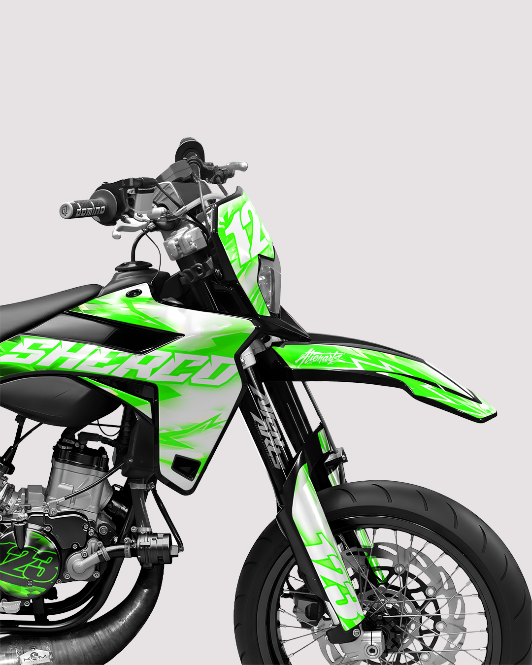 RUSH - Kit deco SHERCO 50cc - Vert — vue de face