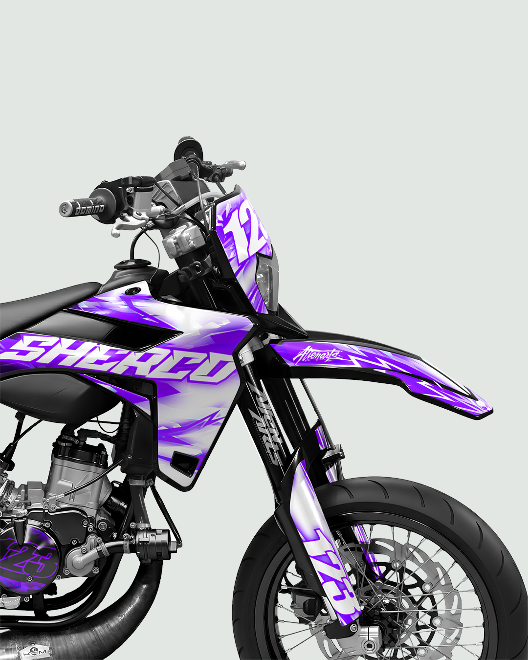 RUSH - Kit deco SHERCO 50cc - Violet — vue de face