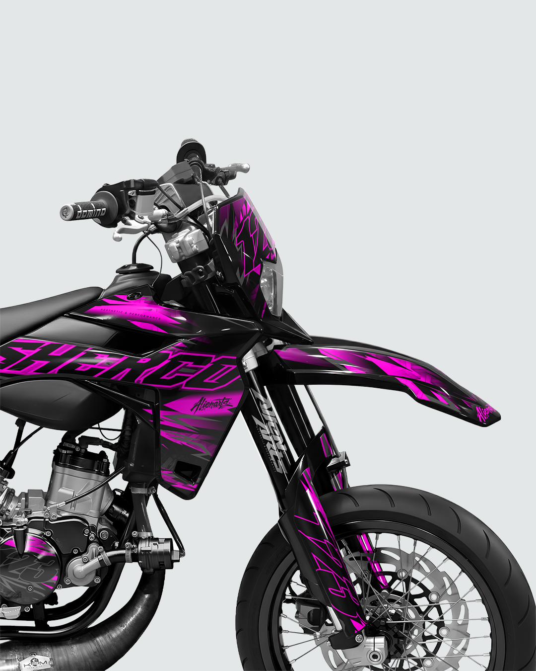 NEMESIS - Kit deco SHERCO 50cc - Rose — vue de face