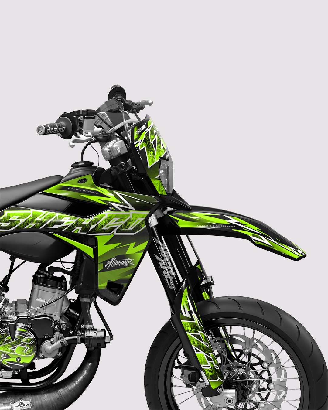 RAMPAGE - Kit deco SHERCO 50cc - Vert — vue de face