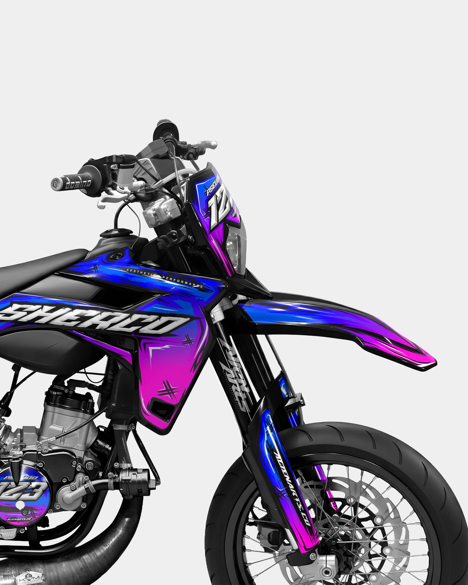 PAVO - Dekorationsset SHERCO 50cc - Blau Rosa