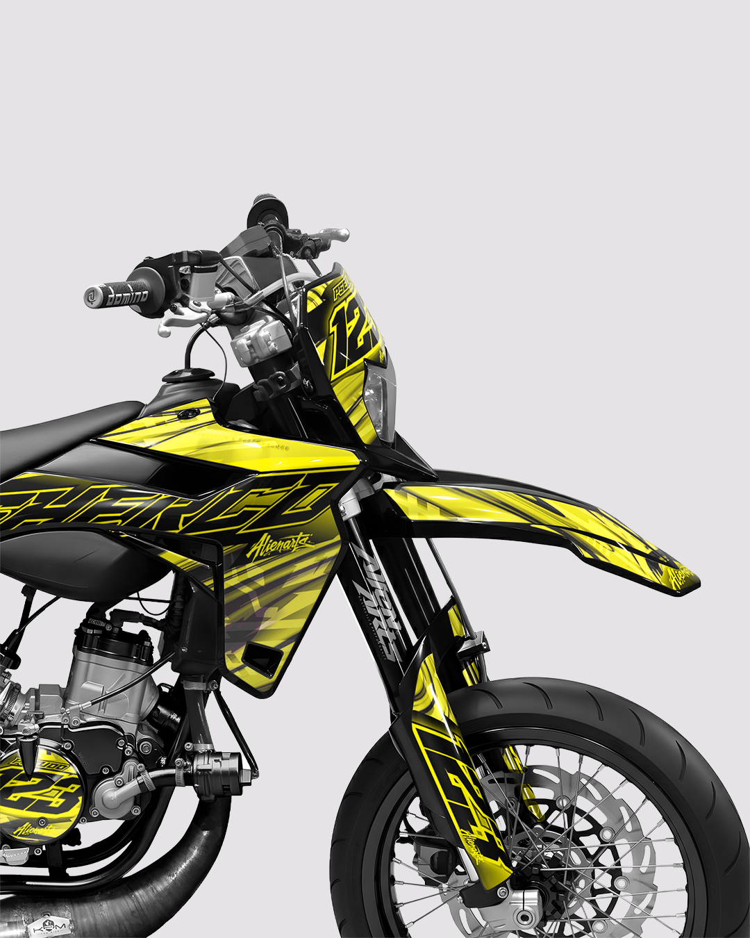 VORTEX - Kit deco SHERCO 50cc - Jaune — vue de face