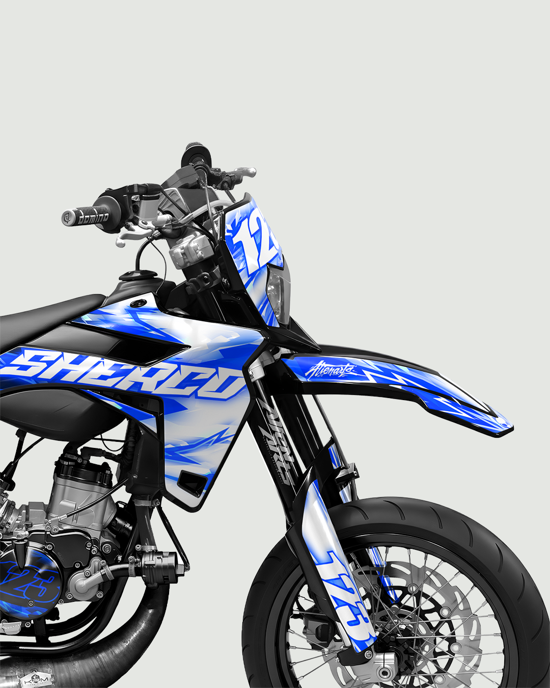 RUSH - Kit deco SHERCO 50cc - Bleu — vue de face
