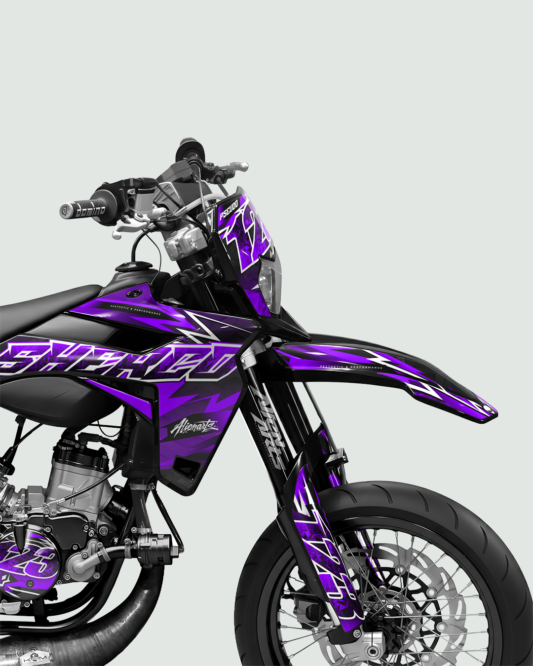 RAMPAGE - Kit deco SHERCO 50cc - Violet — vue de face