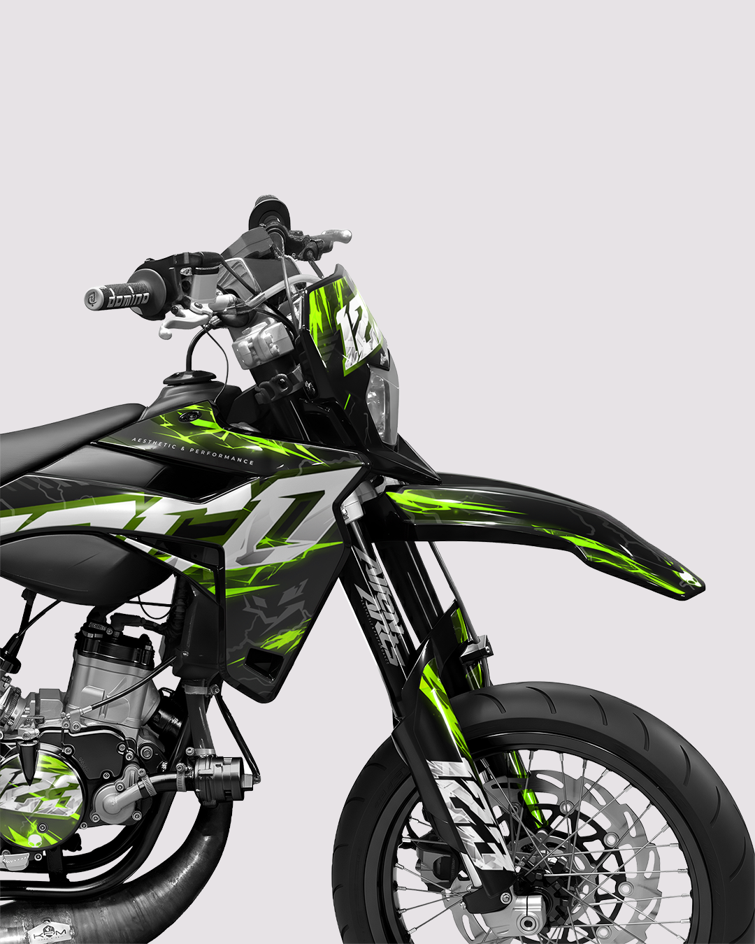 STORMX - Kit deco SHERCO 50cc - Vert — vue de face