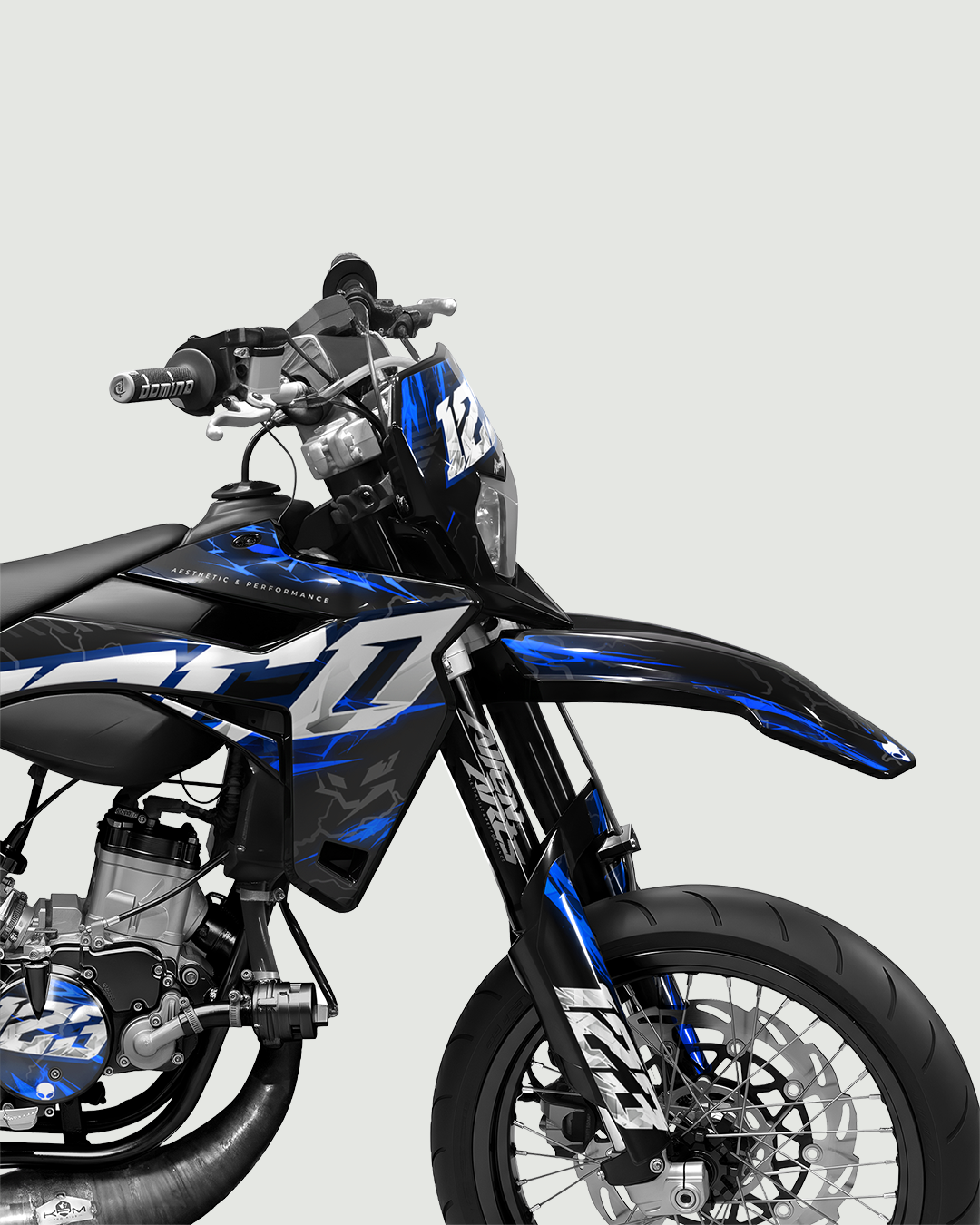 STORMX - Kit deco SHERCO 50cc - Bleu — vue de face