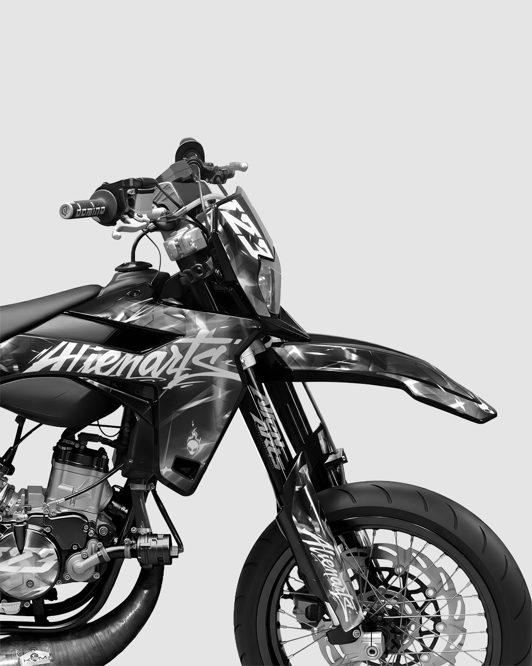 PLASMA - Kit deco SHERCO 50cc - Blanc — vue de face