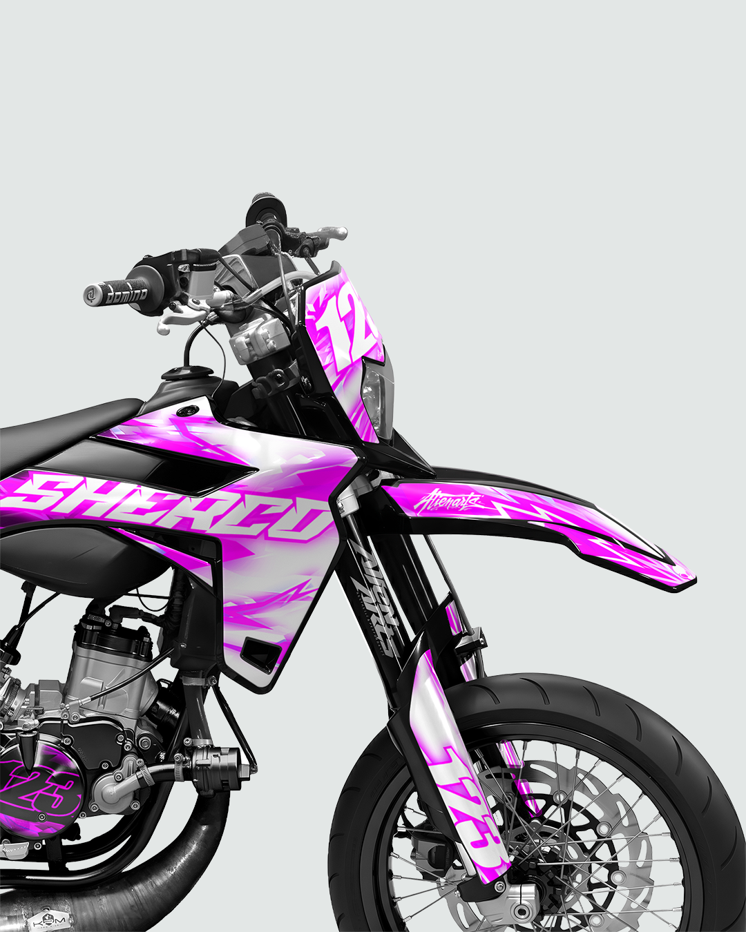 RUSH - Kit deco SHERCO 50cc - Rose — vue de face