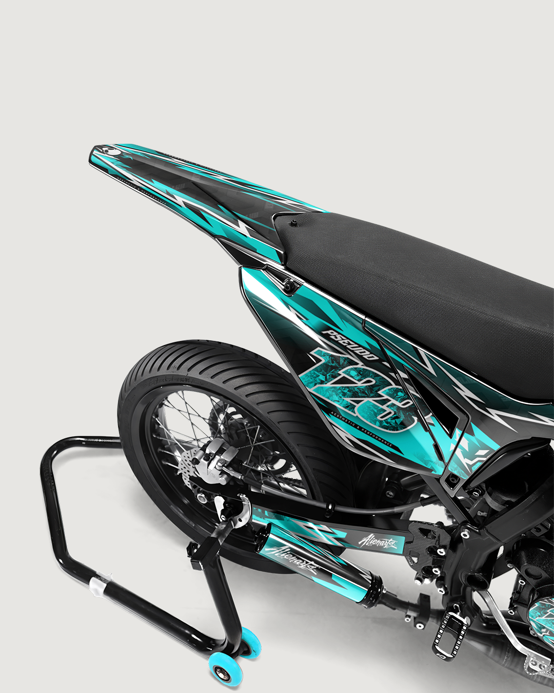 RAMPAGE - Kit deco SHERCO 50cc - Turquoise — vue de dos