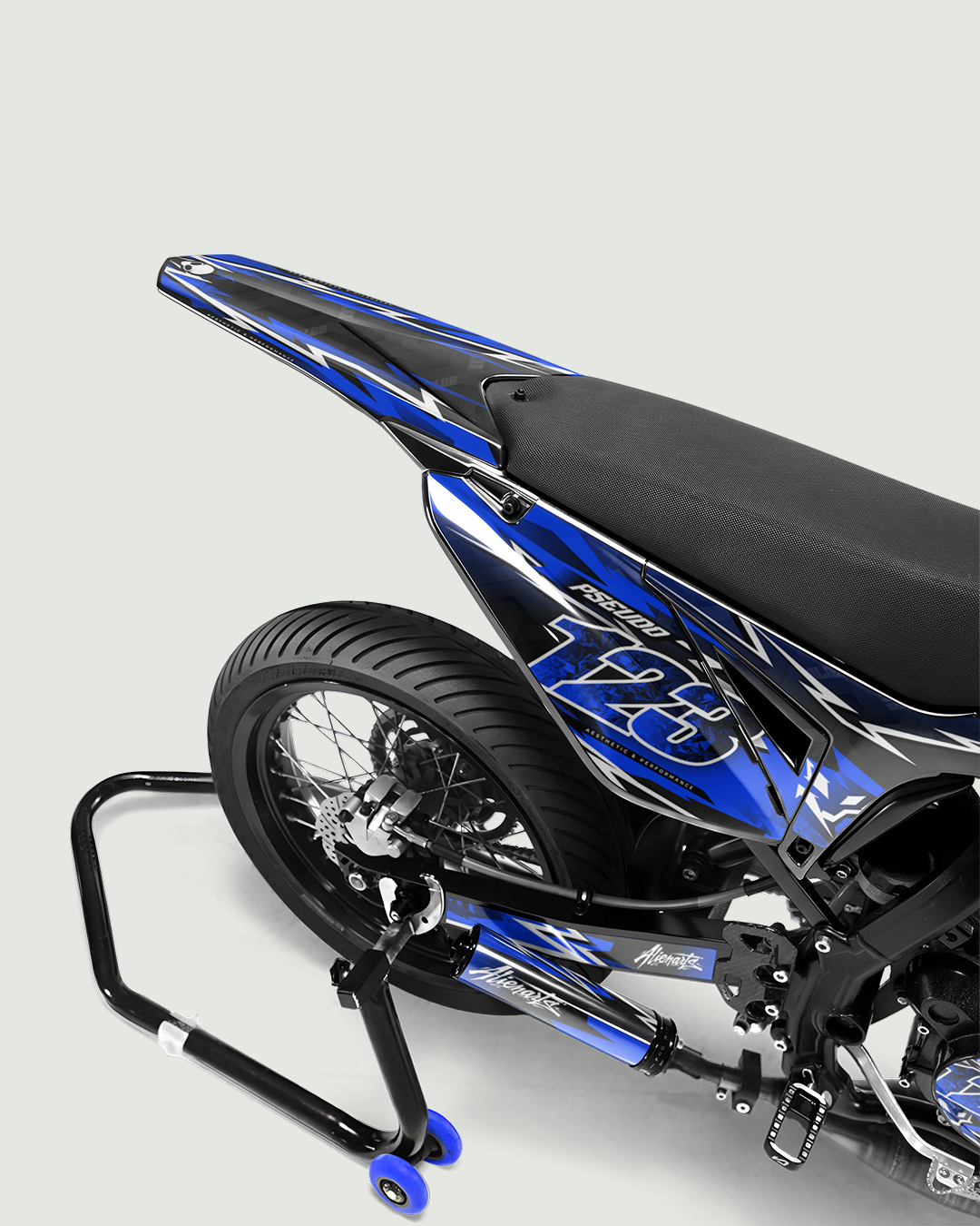 RAMPAGE - Kit deco SHERCO 50cc - Bleu — vue de dos