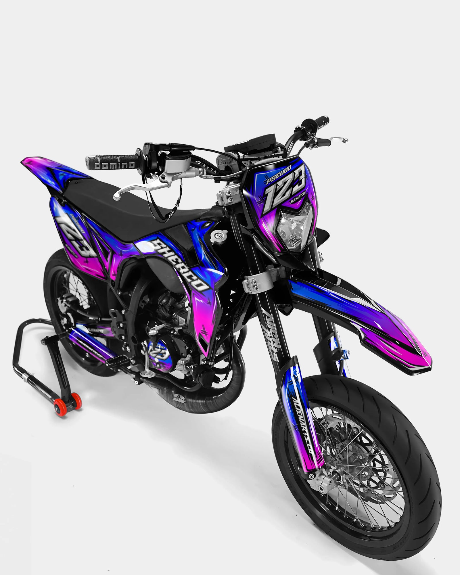 PAVO - Dekorationsset SHERCO 50cc - Blau Rosa