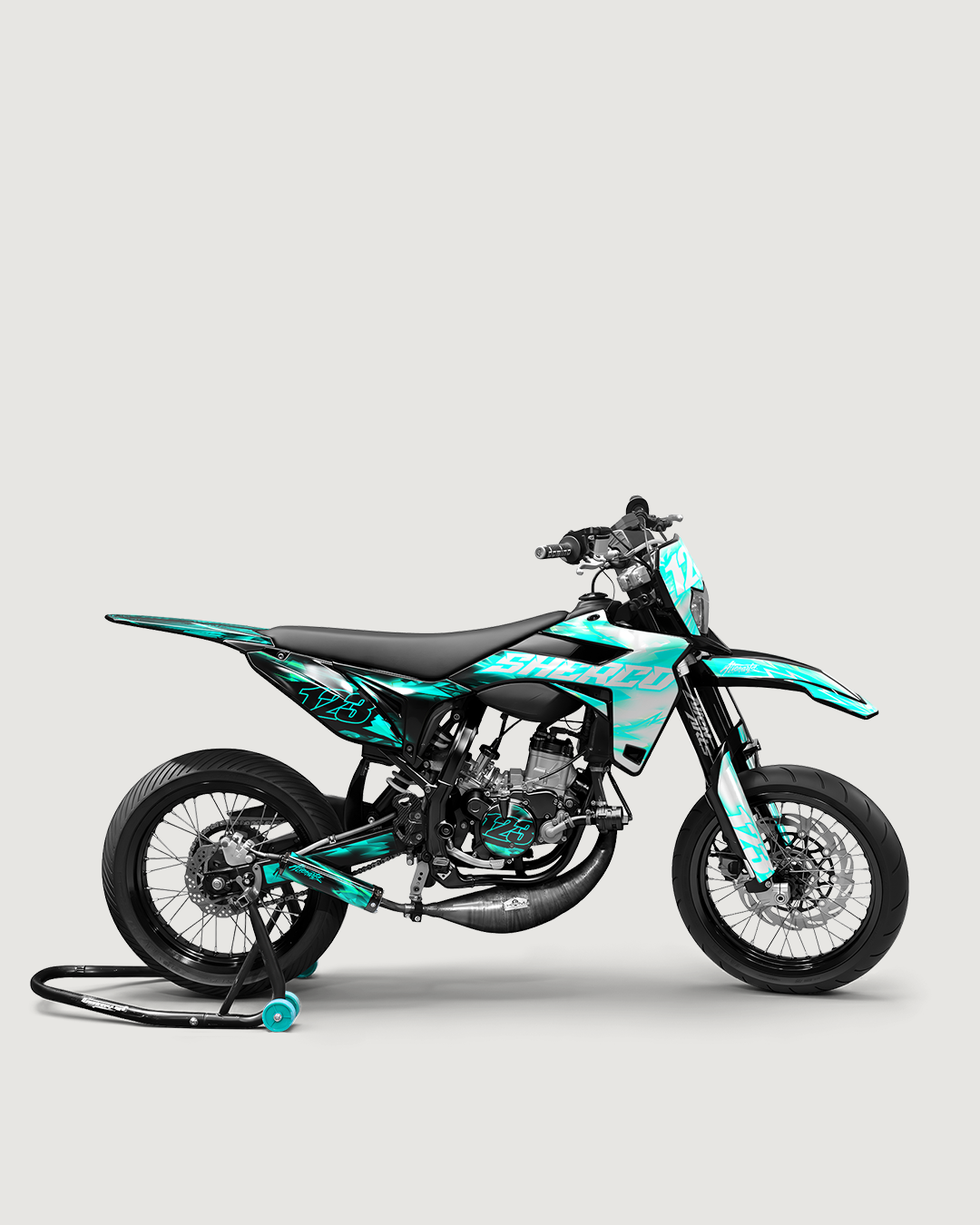 RUSH - Kit deco SHERCO 50cc - Turquoise — vue de côté