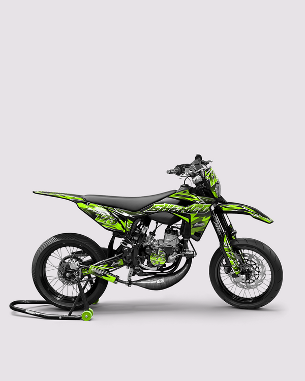 RAMPAGE - Kit deco SHERCO 50cc - Vert — vue de côté