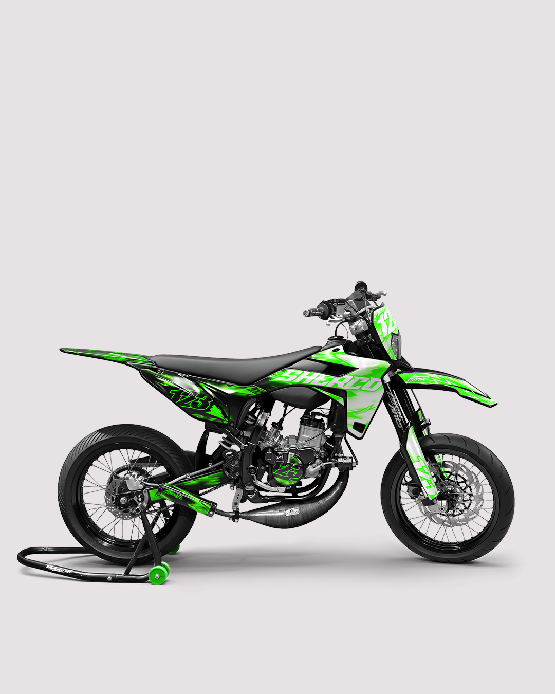 RUSH - Kit deco SHERCO 50cc - Vert — vue de côté