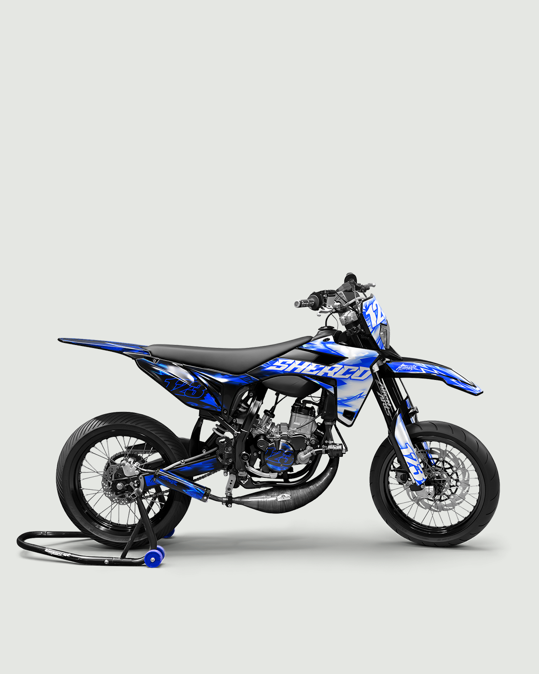 RUSH - Kit deco SHERCO 50cc - Bleu — vue de côté