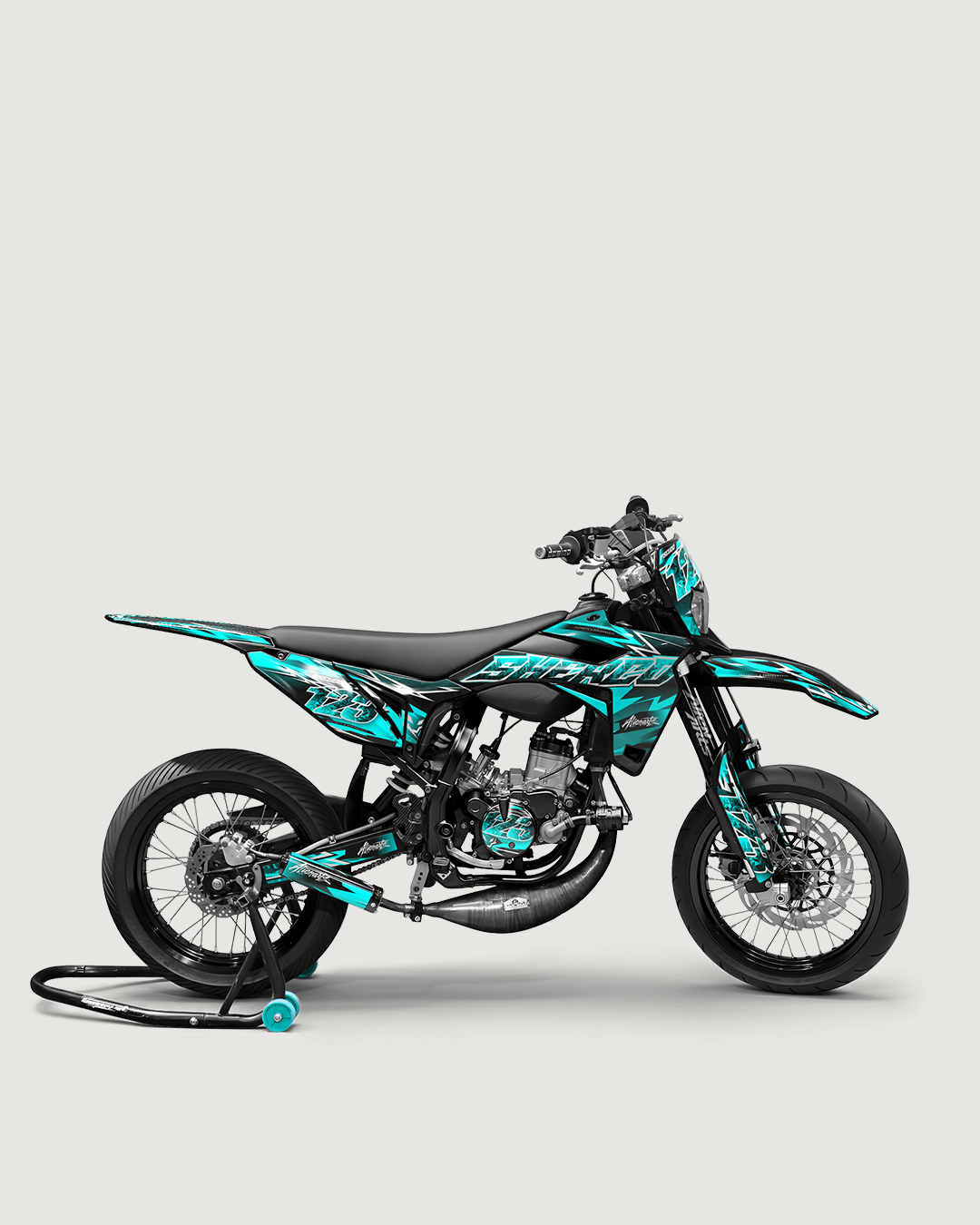 RAMPAGE - Kit deco SHERCO 50cc - Turquoise — vue de côté