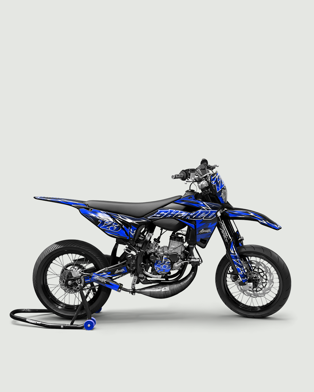 RAMPAGE - Kit deco SHERCO 50cc - Bleu — vue de côté