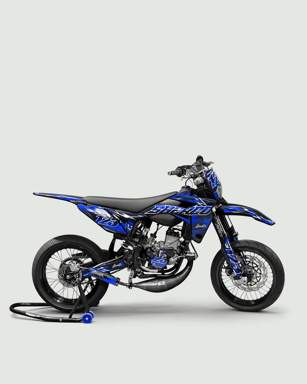 RAMPAGE - Kit deco SHERCO 50cc - Bleu — vue de côté