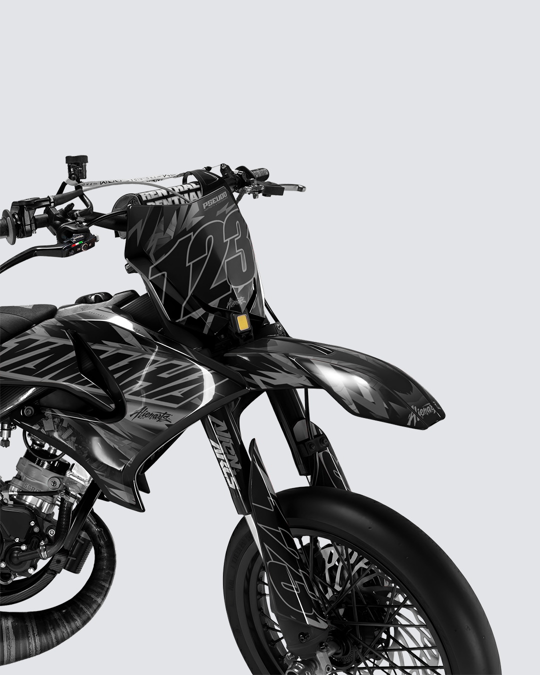 NEMESIS - Kit deco YAMAHA DT 50cc - Blanc — vue de face