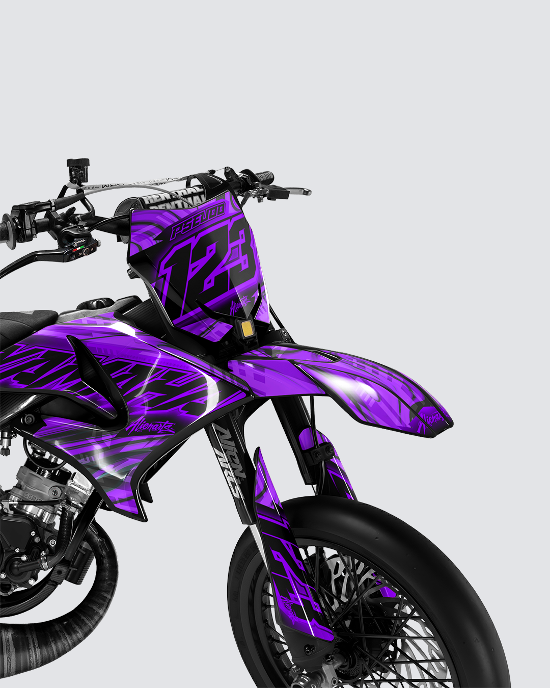 VORTEX - Kit deco YAMAHA DT 50cc - Violet — vue de face