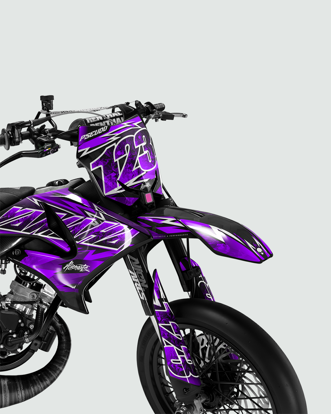 RAMPAGE - Kit deco YAMAHA DT 50cc - Violet — vue de face