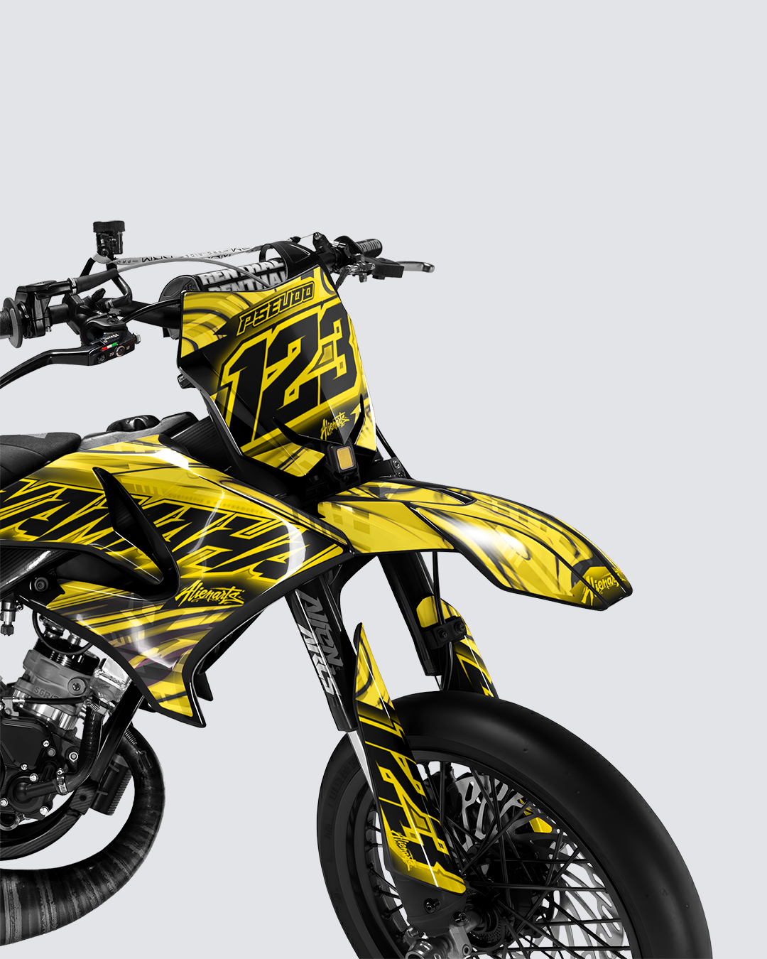 VORTEX - Kit deco YAMAHA DT 50cc - Jaune — vue de face