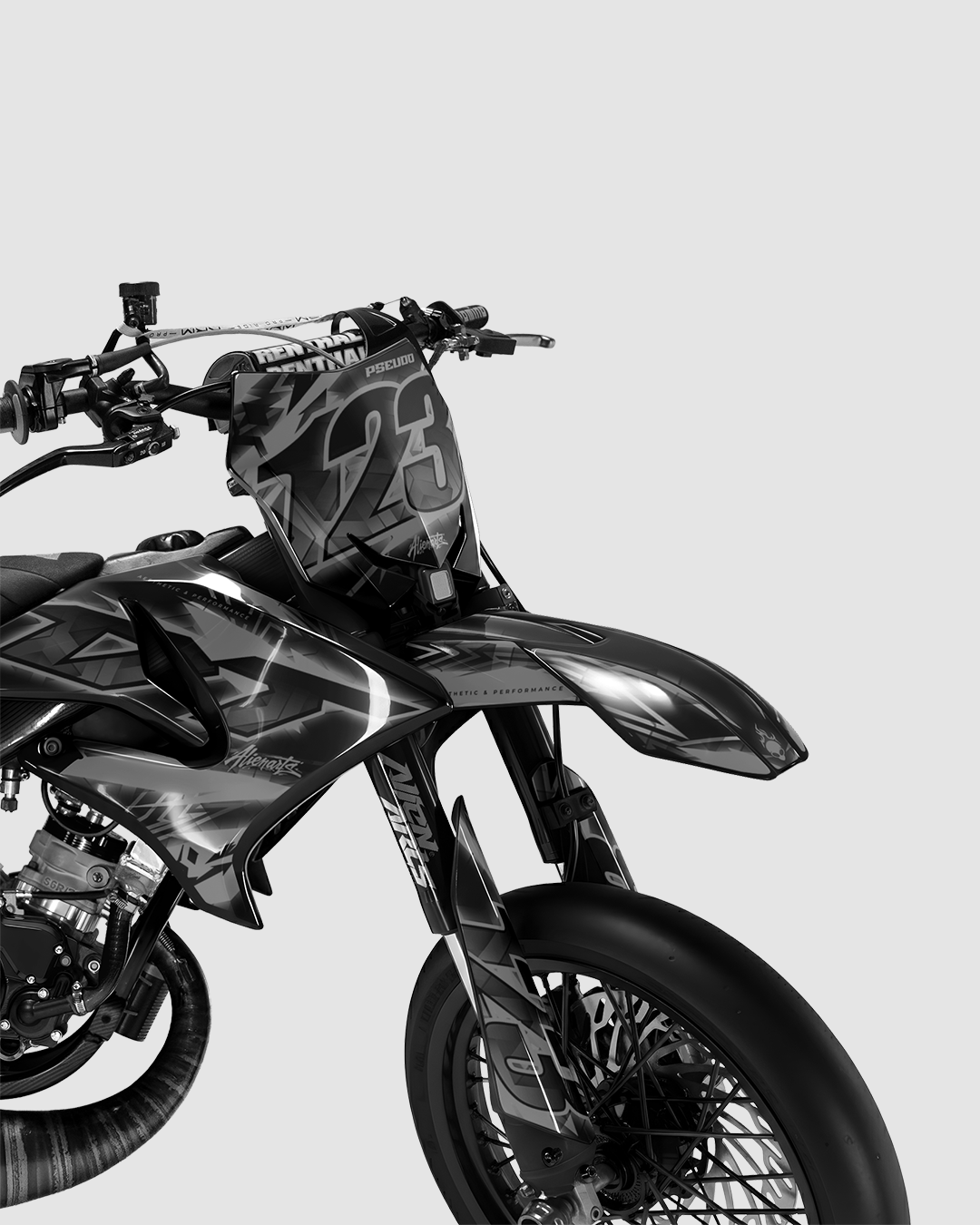 RAZOR - Kit deco YAMAHA DT 50cc - Blanc — vue de face